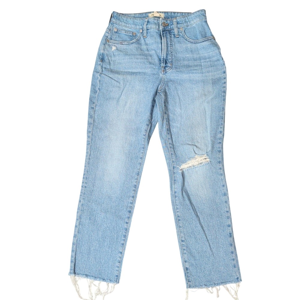 Madewell Curvy Perfect Vintage Jeans 28 Light Wash Distressed Raw Hem Crop